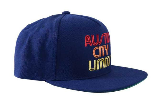 NAVY FLATBILL SNAPBACK WITH SUNSET AUSTIN CITY LIMITS LOGO