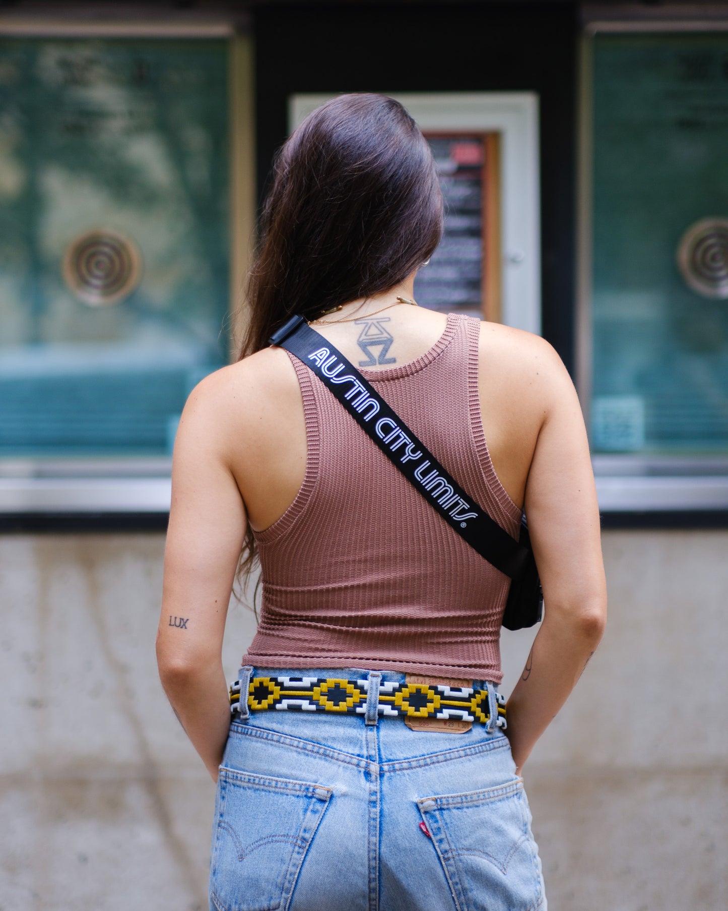 Sisi wearing a Zilker Belt and ACL Waistbag