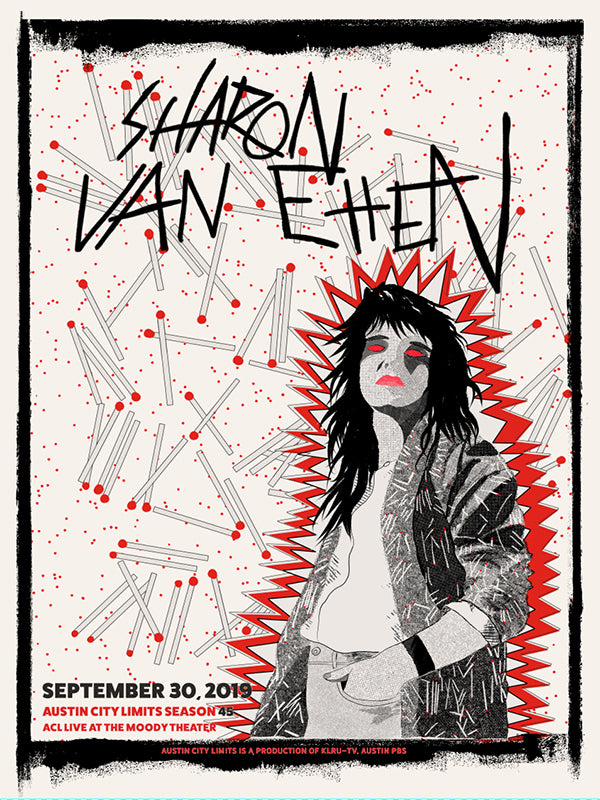 Promotional poster for Sharon Van Etten with stylized illustration and text details.