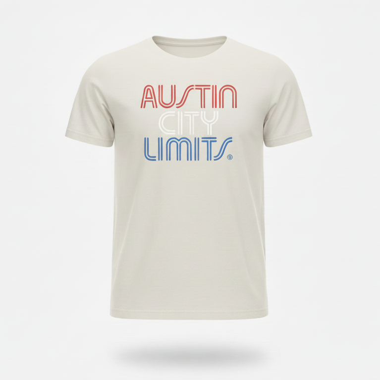 Official Austin City Limits Merchandise with a Red White and Blue Americana Logo
