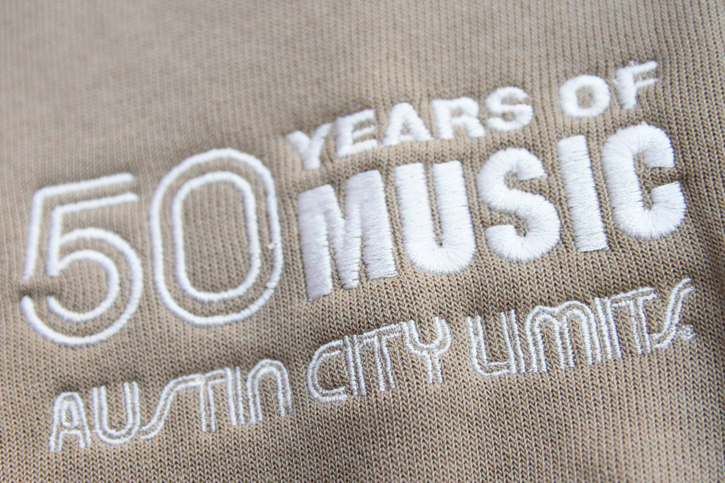 KHAKI WOMEN'S ZIP UP HOODIE WITH EMBROIDERED ACL + 50 YEARS OF MUSIC LOGO