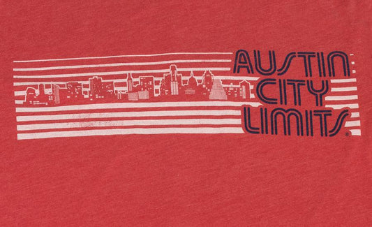 RED UNISEX T-SHIRT WITH ACL LOGO AND SKYLINE