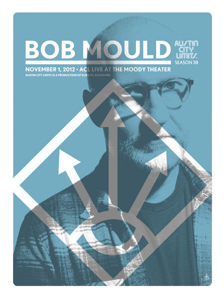 Bob Mould Blue Poster for Austin City Limits with Cool geometric shape