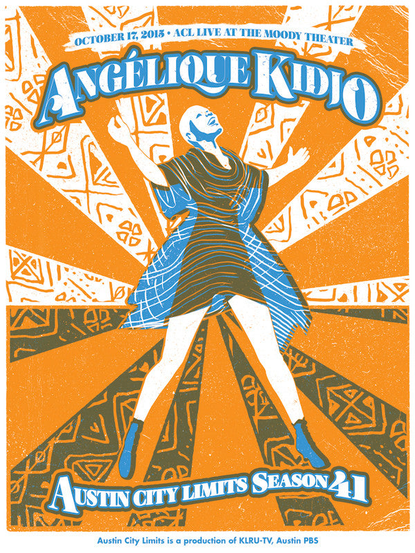 Angelique Kidjo Poster featuring orange and green geometric shapes
