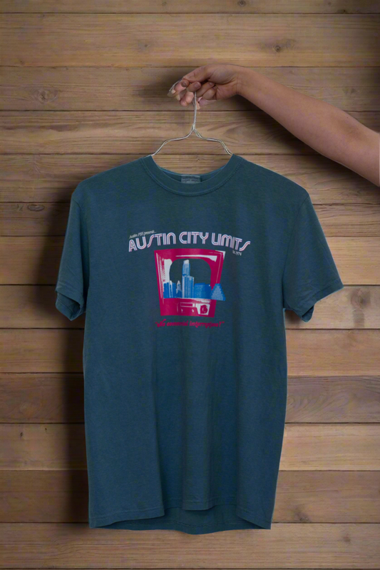 Ice Blue Unisex T-Shirt with Skyline + TV Logo