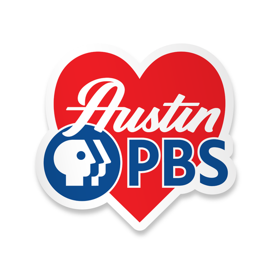 Official Austin PBS Heart Shaped Sticker