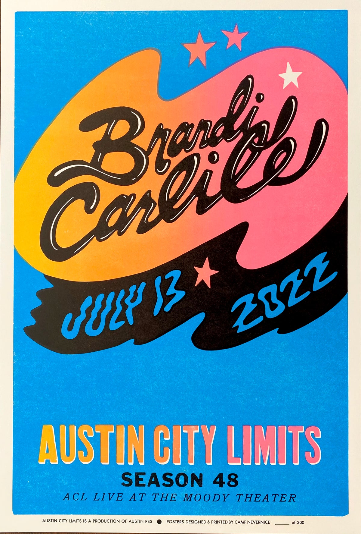 Promotional poster for Brandi Carlile concert at Austin City Limits with colorful design elements.