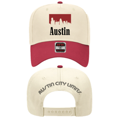 RED ACL TWO TONE TRUCKER HAT WITH AUSTIN SKYLINE