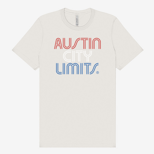 Official Austin City Limits Merchandise with a Red White and Blue Americana Logo