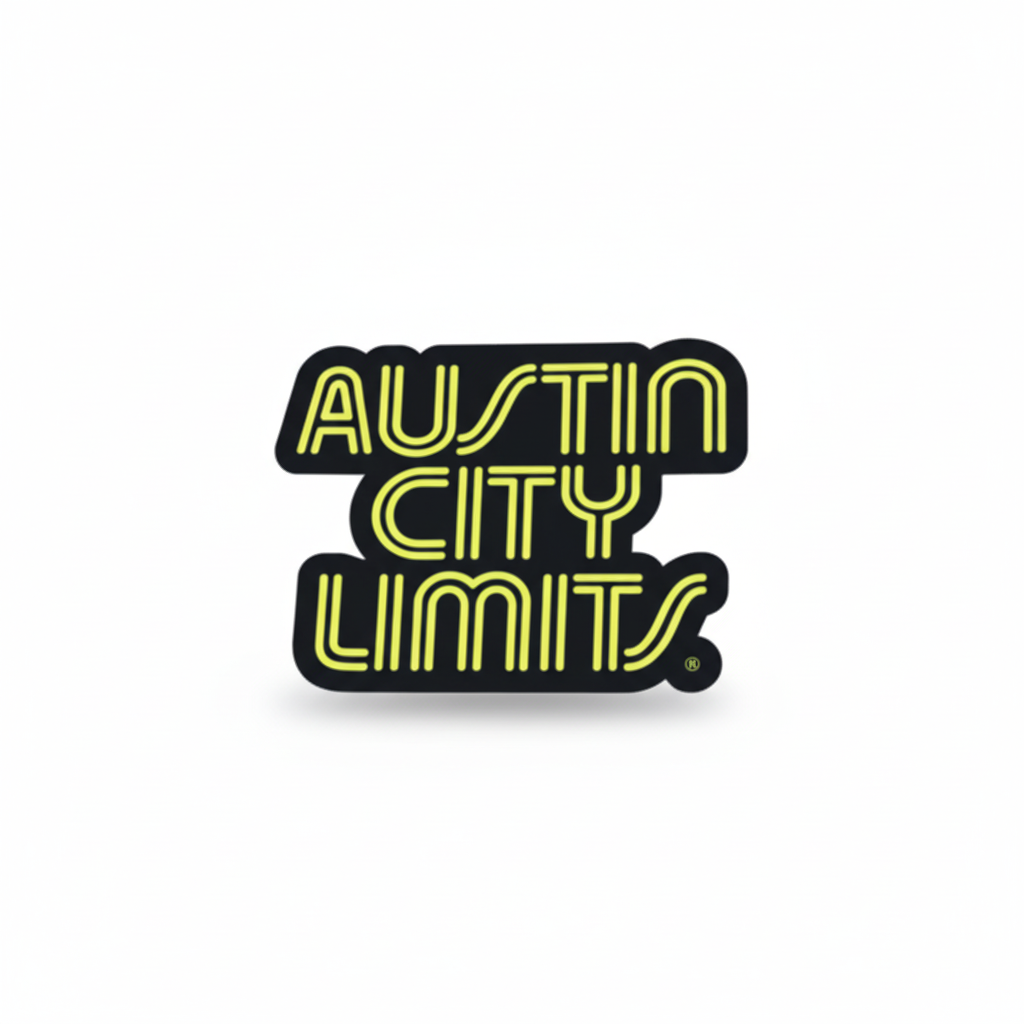 Austin City Limits neon yellow sticker on white background