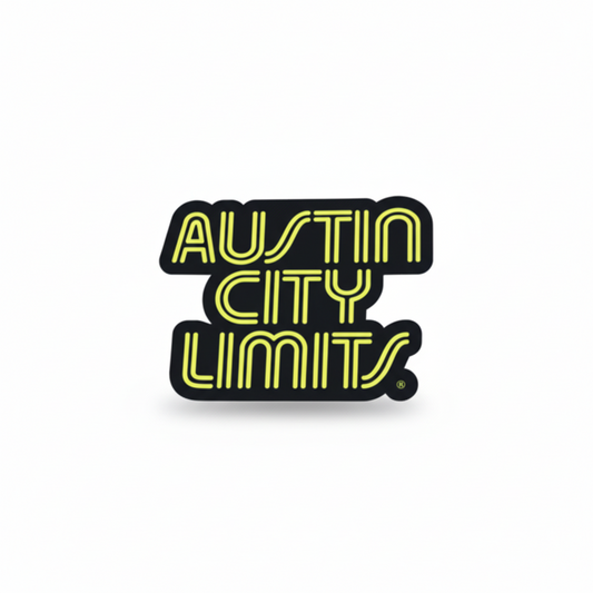 Austin City Limits neon yellow sticker on white background