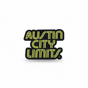 Austin City Limits neon yellow sticker on white background