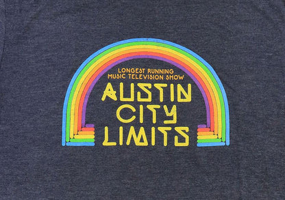 Navy Unisex T-Shirt with "Longest Running Music Television Show" Rainbow