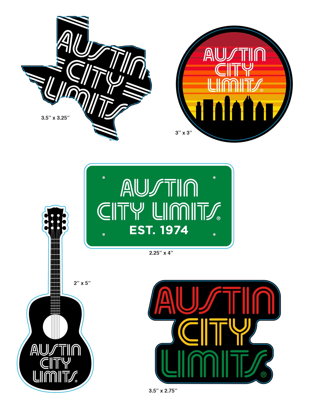 Austin City Limits Sticker 5-Pack
