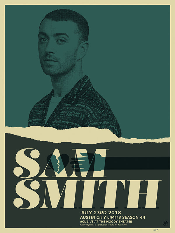 Sam Smith Poster for Austin City Limits showing abstract art of and reaching for brokken heart 