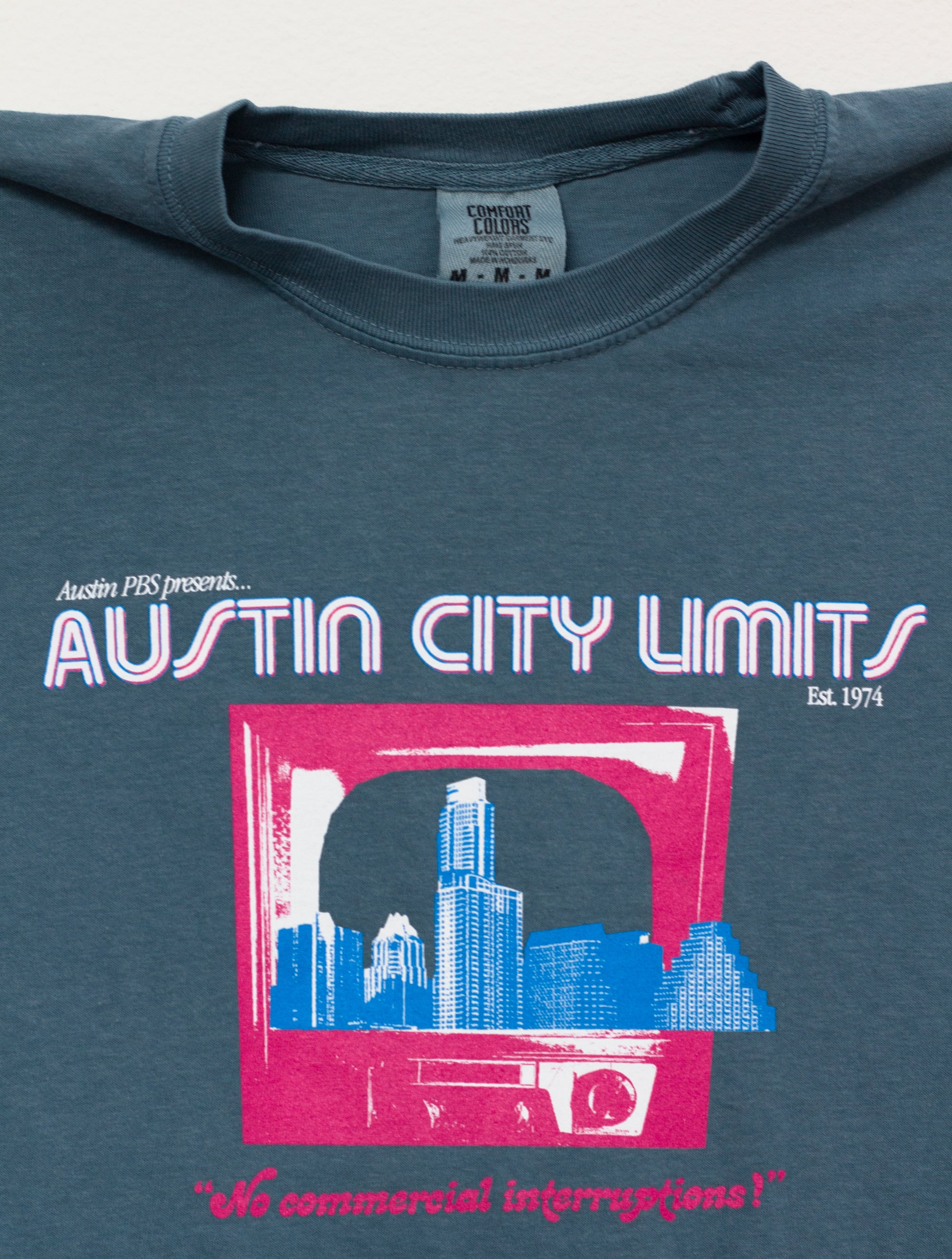 Ice Blue Unisex T-Shirt with Skyline + TV Logo